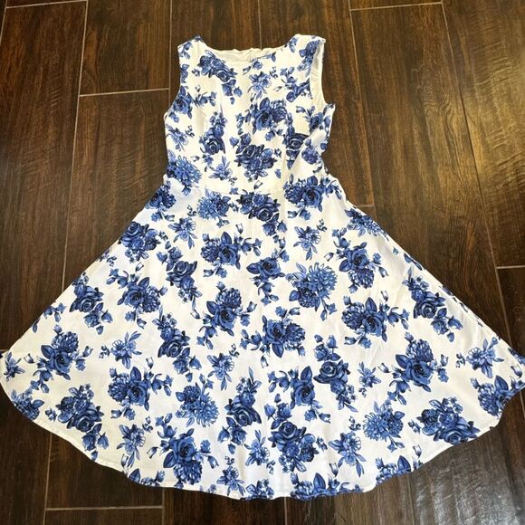 Hanpceirs Women's Boatneck Sleeveless Swing Vintage 1950s Cocktail Dress sz L - Picture 3 of 11